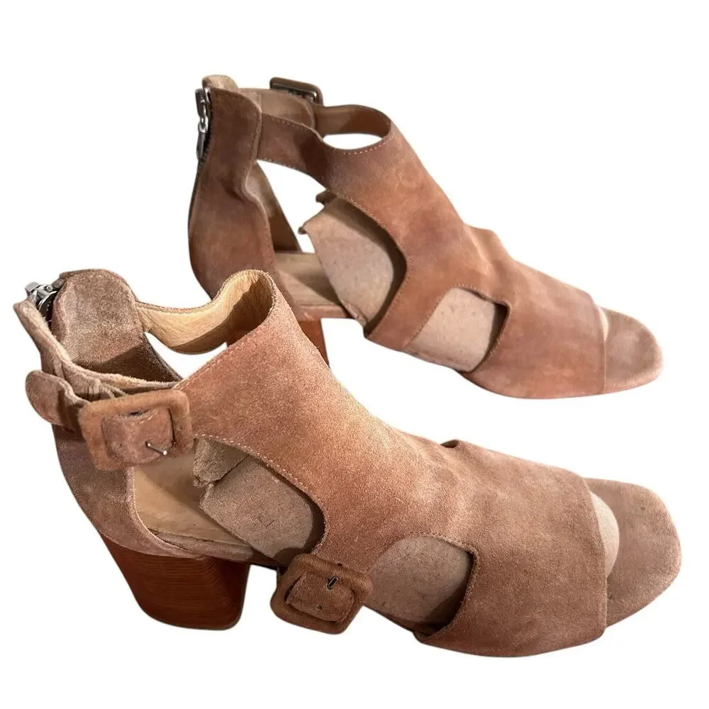 RAG & BONE Women’s Suede Open Toe Matteo Sandal Block Heel B Size 7.5 US 38 EU
